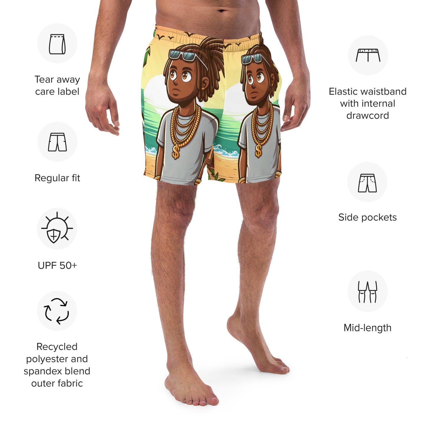 Dreaded peace Men's swim trunks